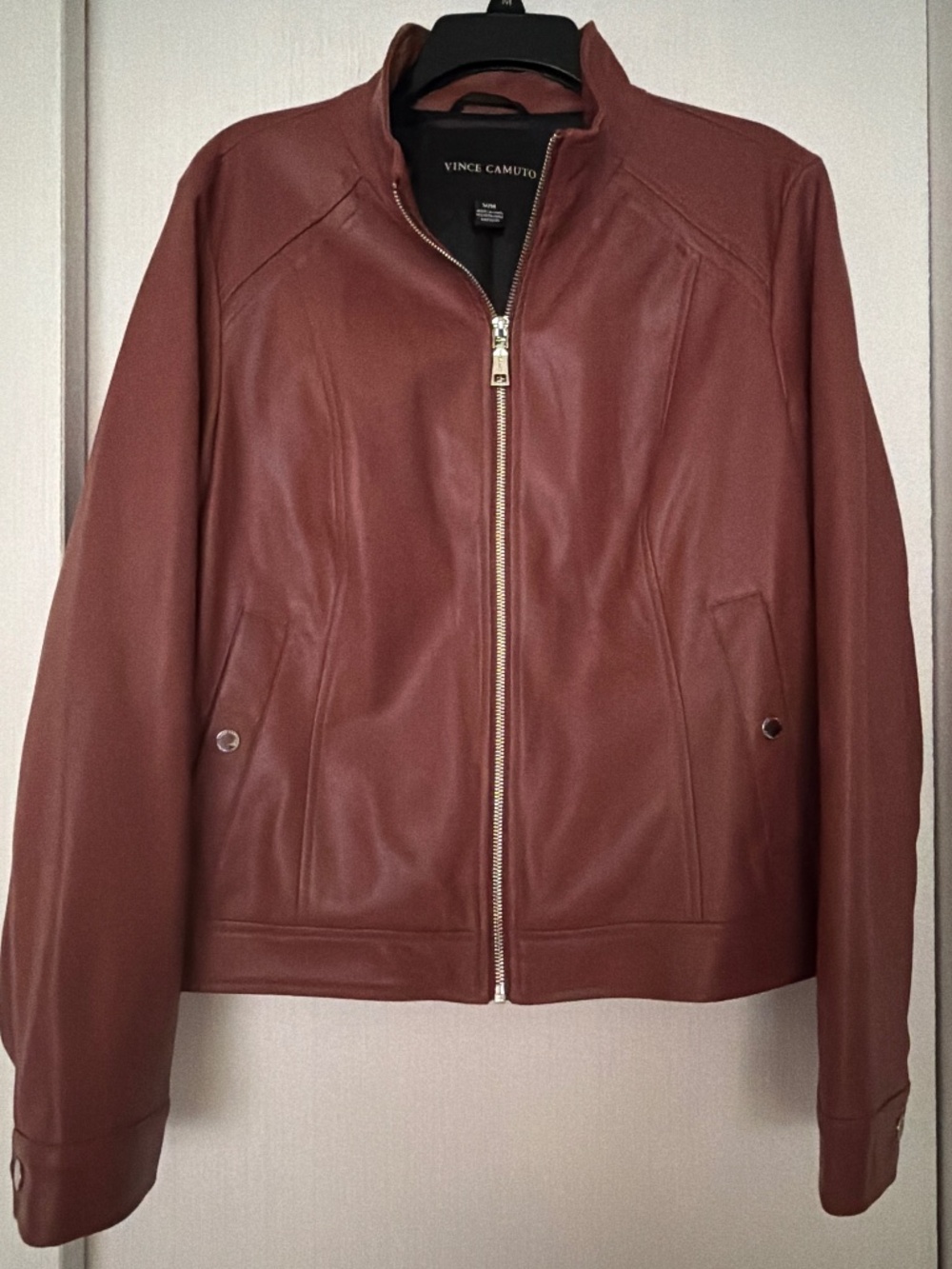 Vince Camuto Women’s Faux Leather Moto Jacket Brown Size Medium